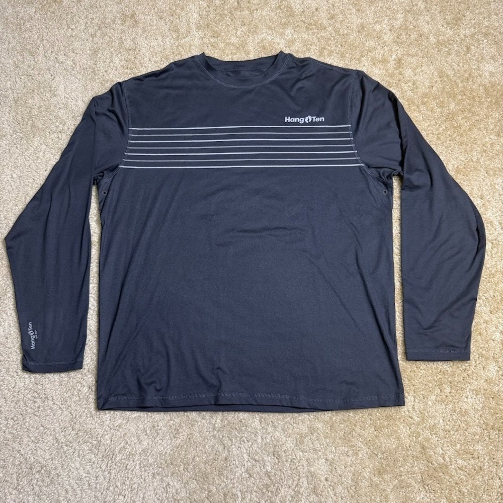 Hang Ten Rash Guard Mens M Gray Long Sleeve UPF‎ 50 Swim Surf Shirt